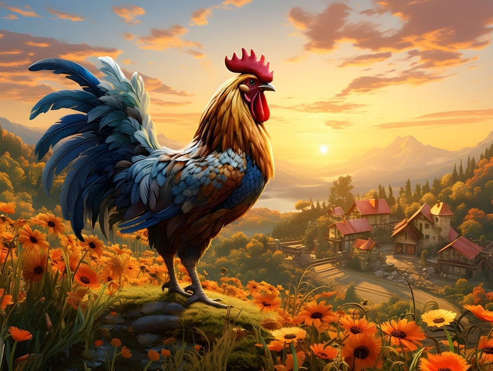 Rooster In The Field 3