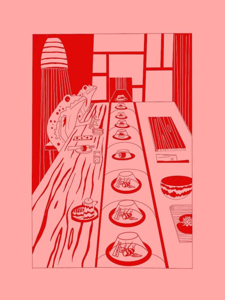 Sushi Frog Pink Red