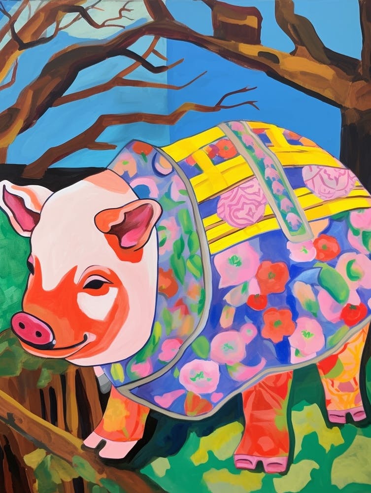 Maximalist Animal Painting Pig 1