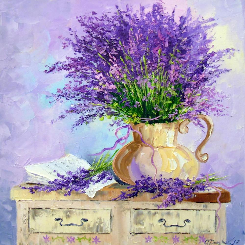 Bouquet of lavender in a pot