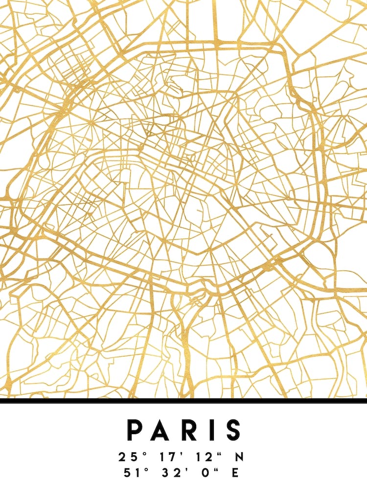 Paris France City Street Map