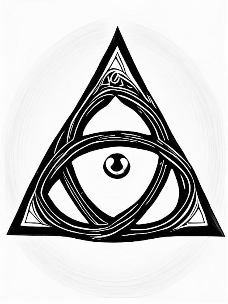 Triquetra, Symbol, Third Eye Simple Black & White Illustration 4