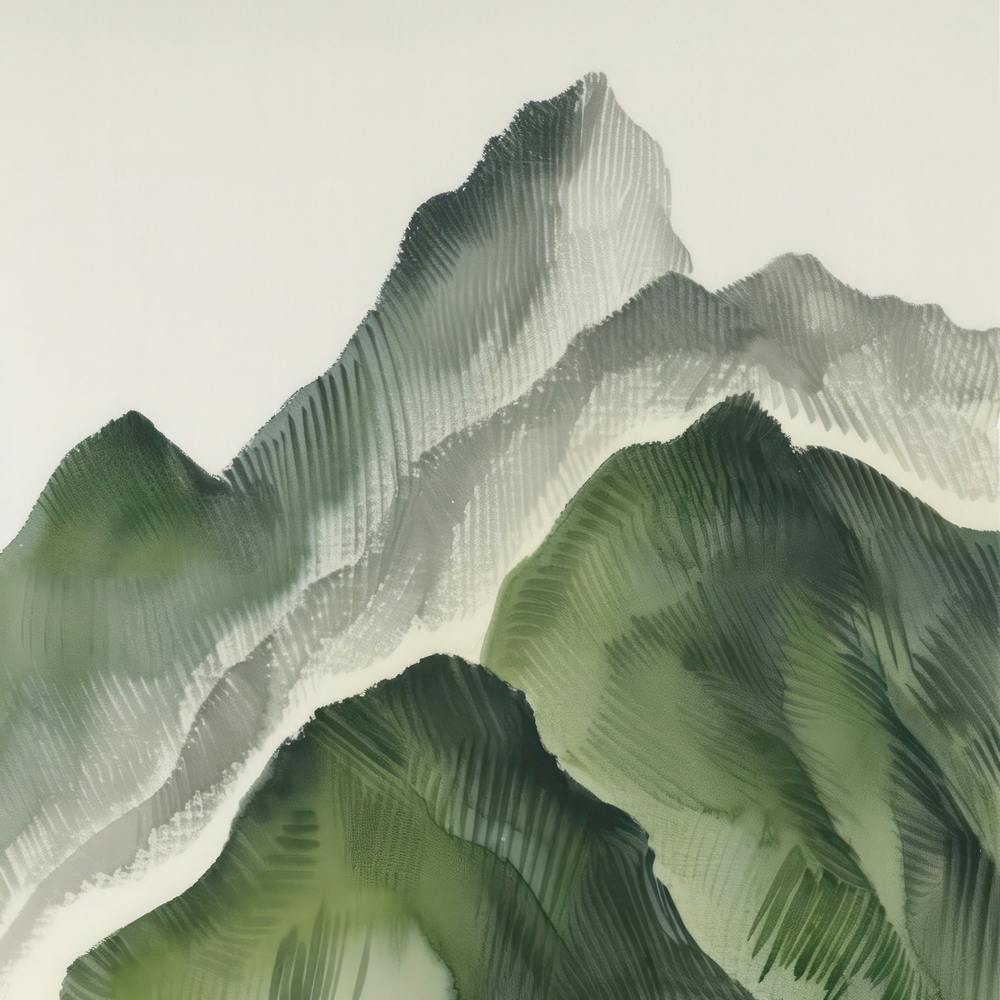 Japanese Watercolour Of Mount Nikko Shirane 5