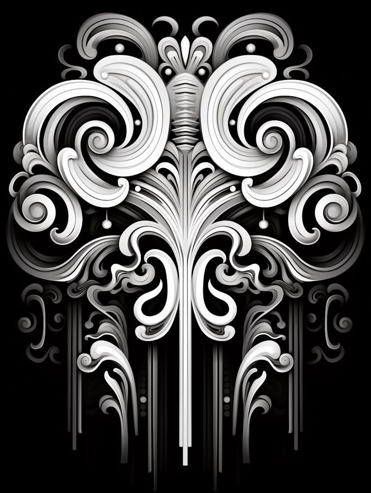 Surreal Symmetry Abstract Black And White 4