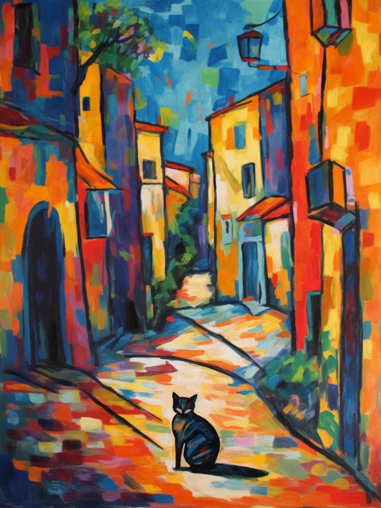 Painting Of Rome With A Cat In The Style Of Fauvism 4