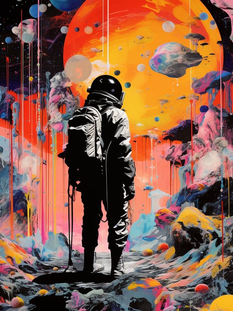 Retro Astronaut Space Collage