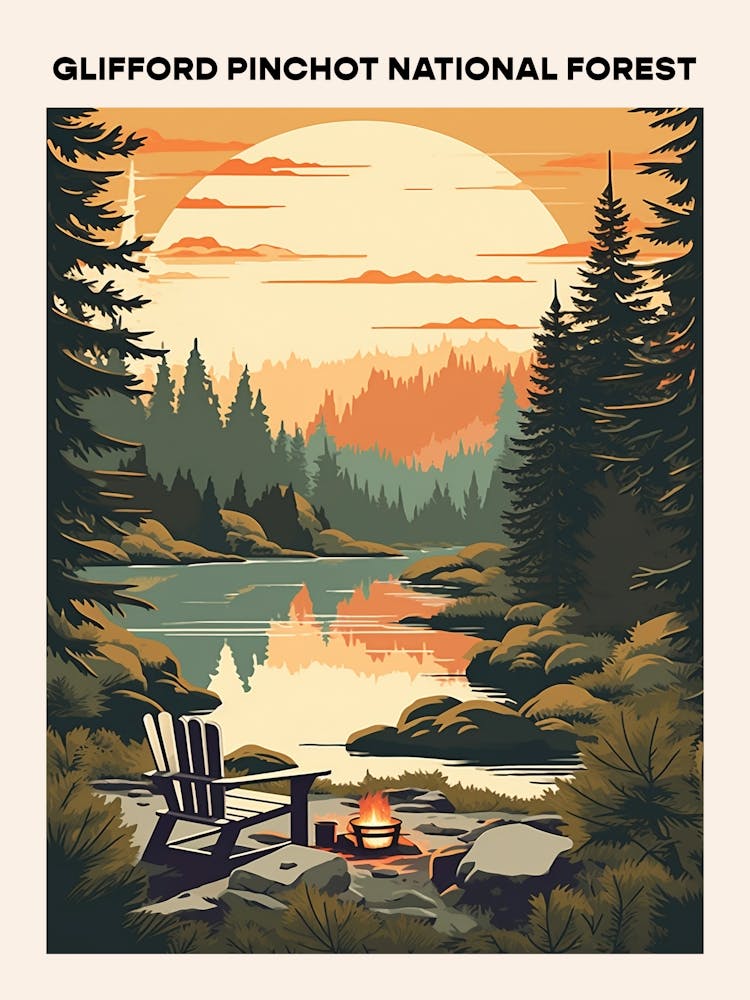Glifford Pinchot National Forest Midcentury Travel Poster