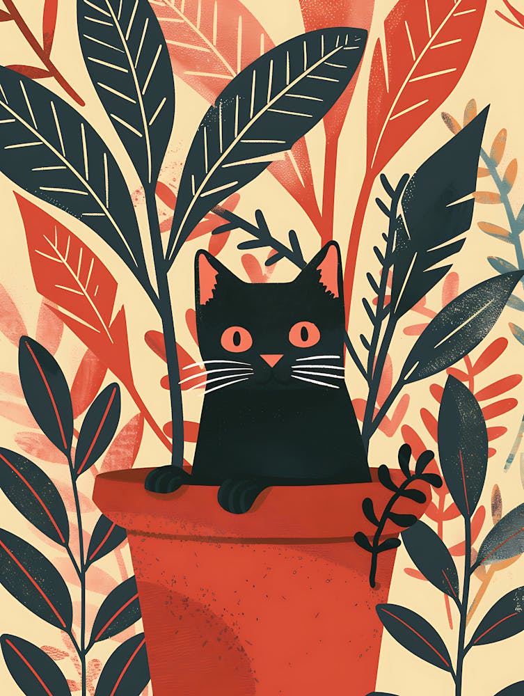Cute Black Cat in a Plant Pot 14
