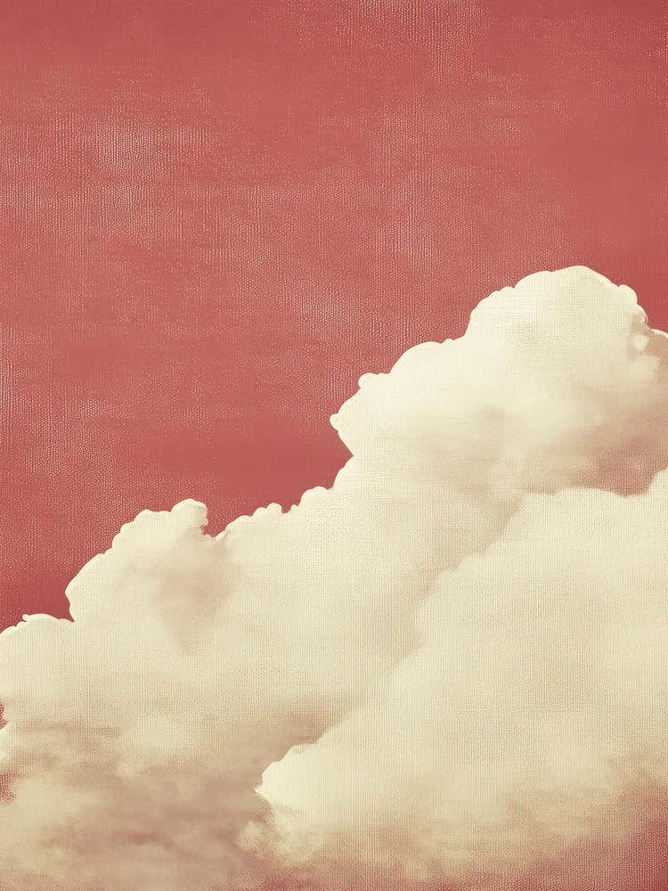 Cloud Wall Art Painting Burgundy Red Sky Print Detail B