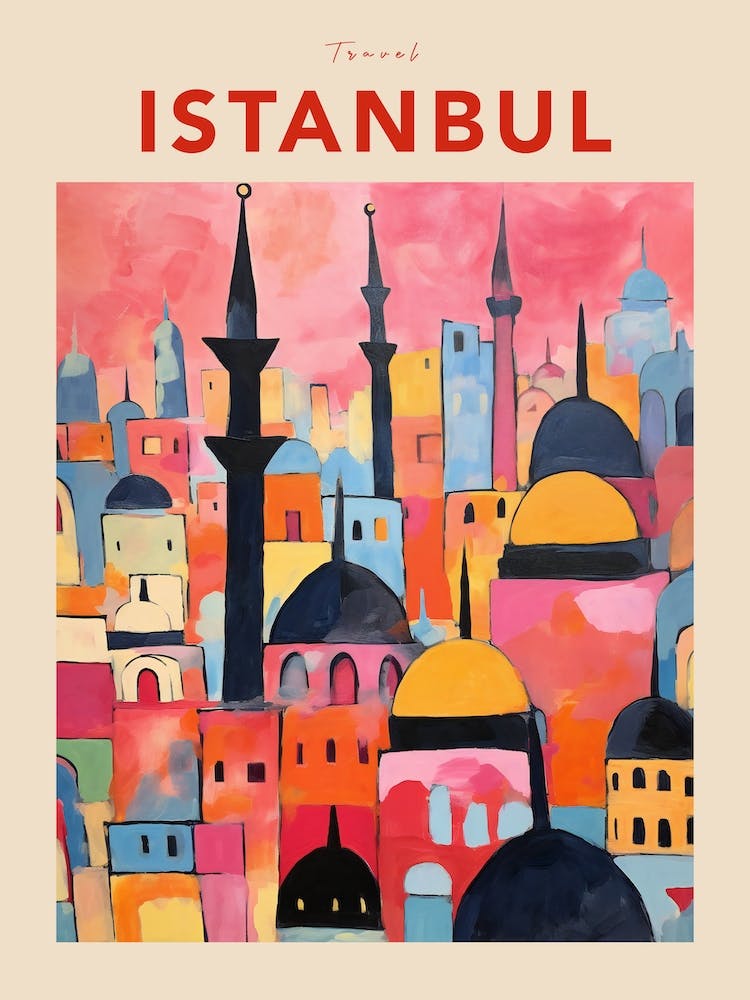 Istanbul Turkey Fauvist Travel Poster
