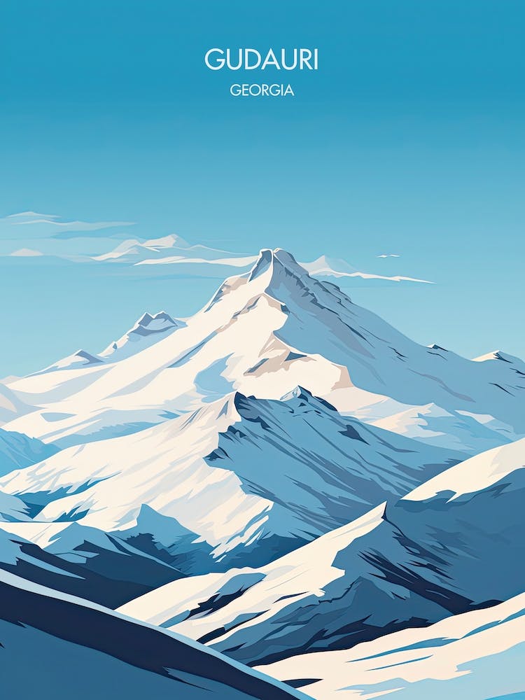 Poster Of Gudauri   Georgia, Ski Resort Illustration 2
