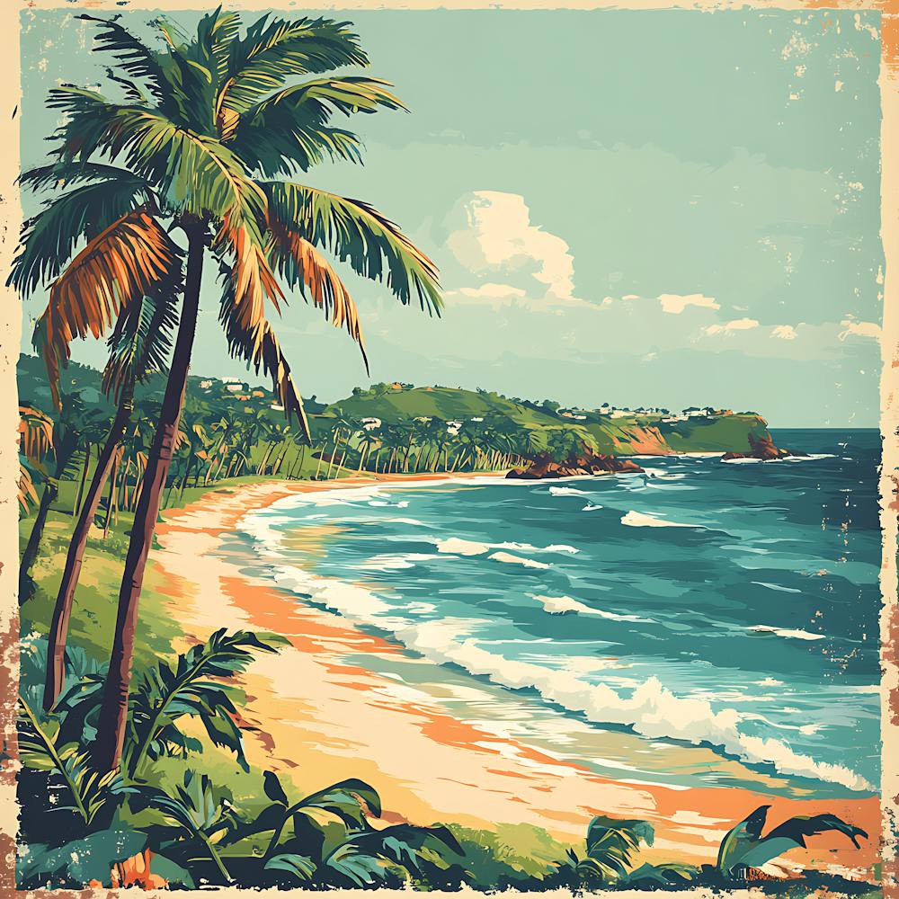 Tropical Beach And Palm Trees