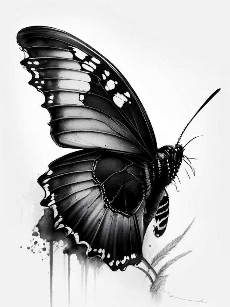 Black Swallowtail Butterfly Graffiti Illustration 3