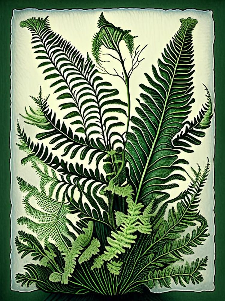 Marsh Fern Vintage Botanical Poster