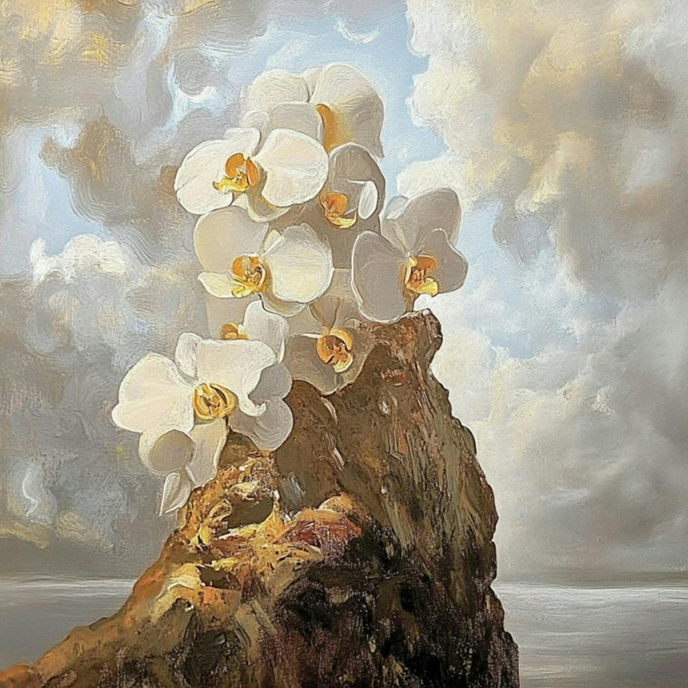Orchids On A Rock