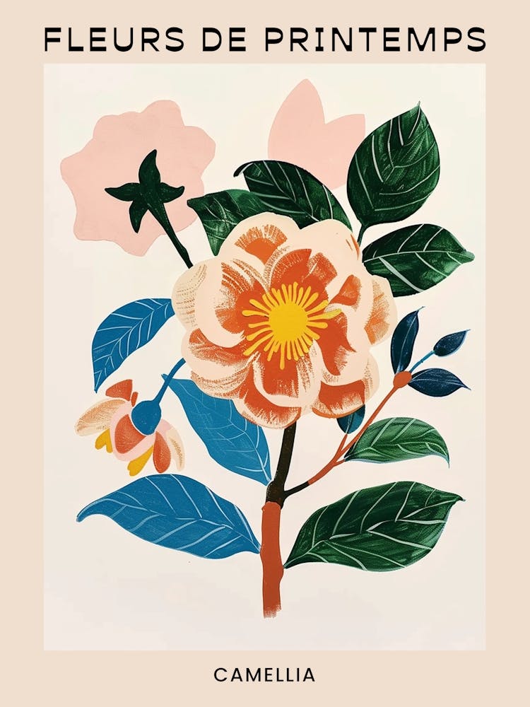 Spring Floral French Poster  Camellia 2