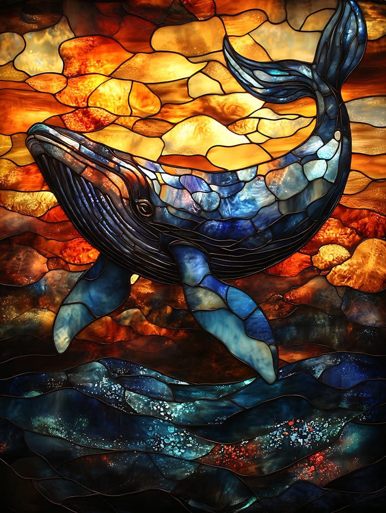 Stunning Stained Glass Whale 16