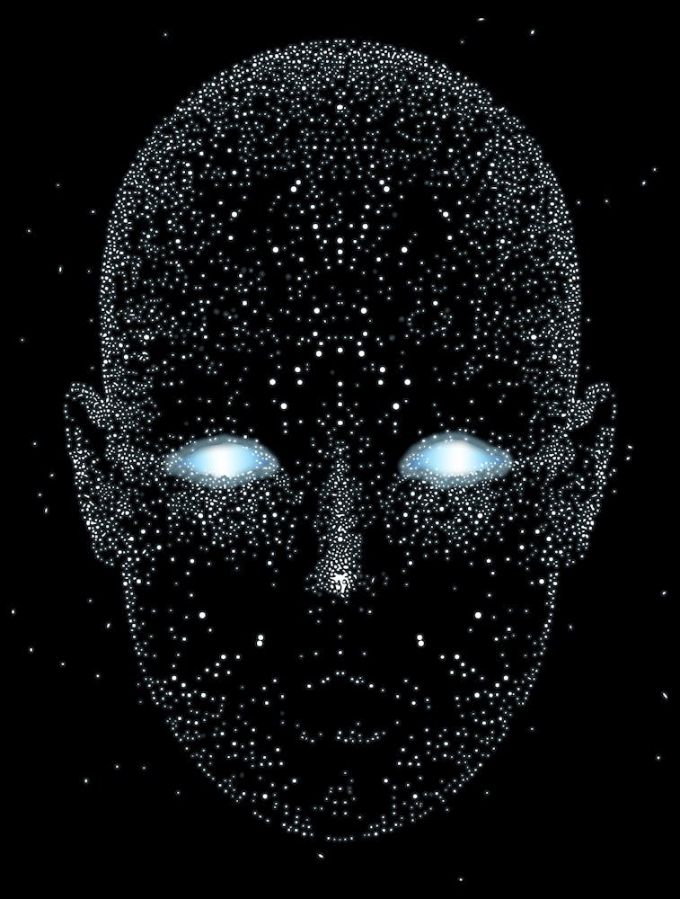 Cosmic Head Silhouette Minimalist Space