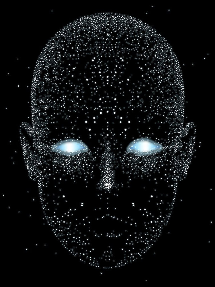 Cosmic Head Silhouette Minimalist Space