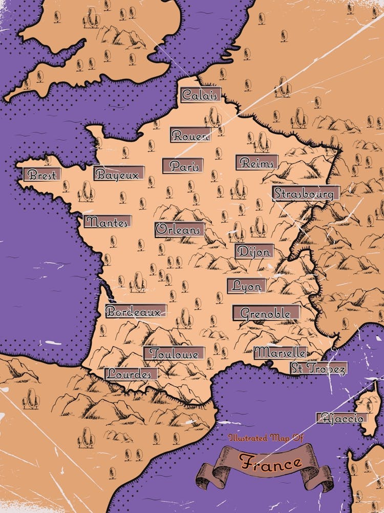 Vintage Map Of France