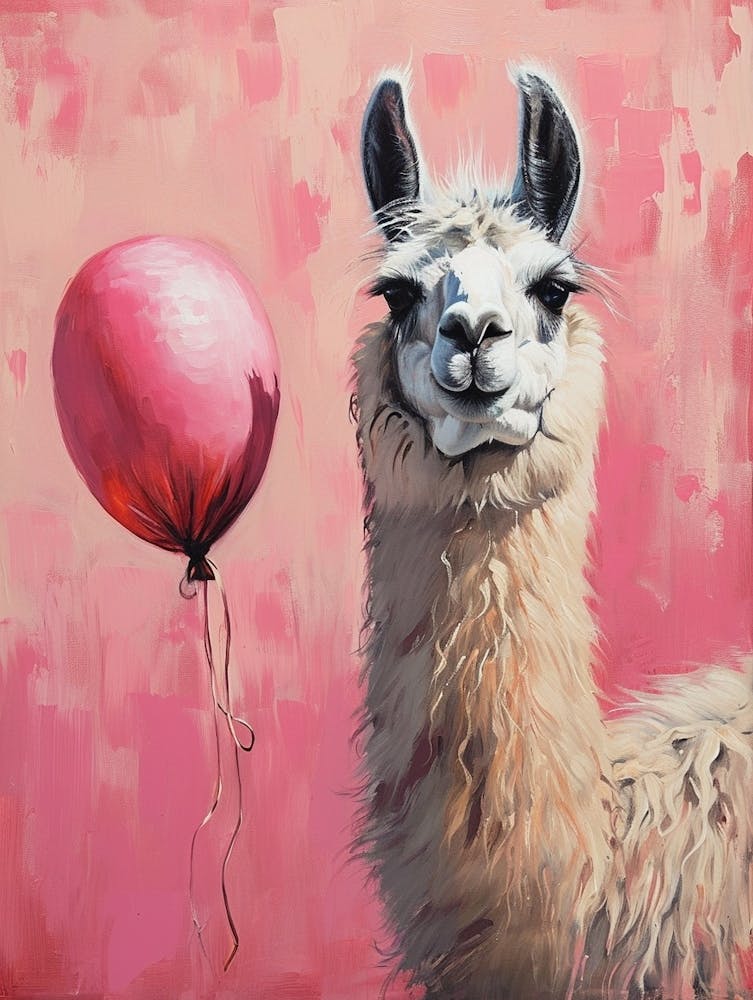 Cute Llama 3 With Balloon