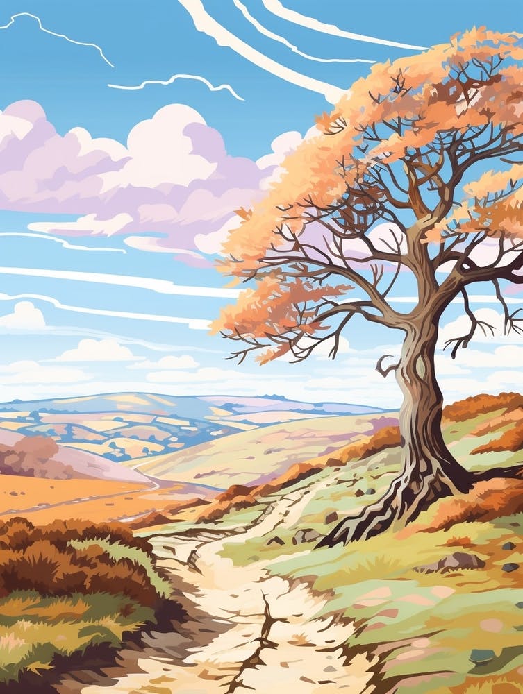 Dartmoor National Park England 2 Hike Illustration