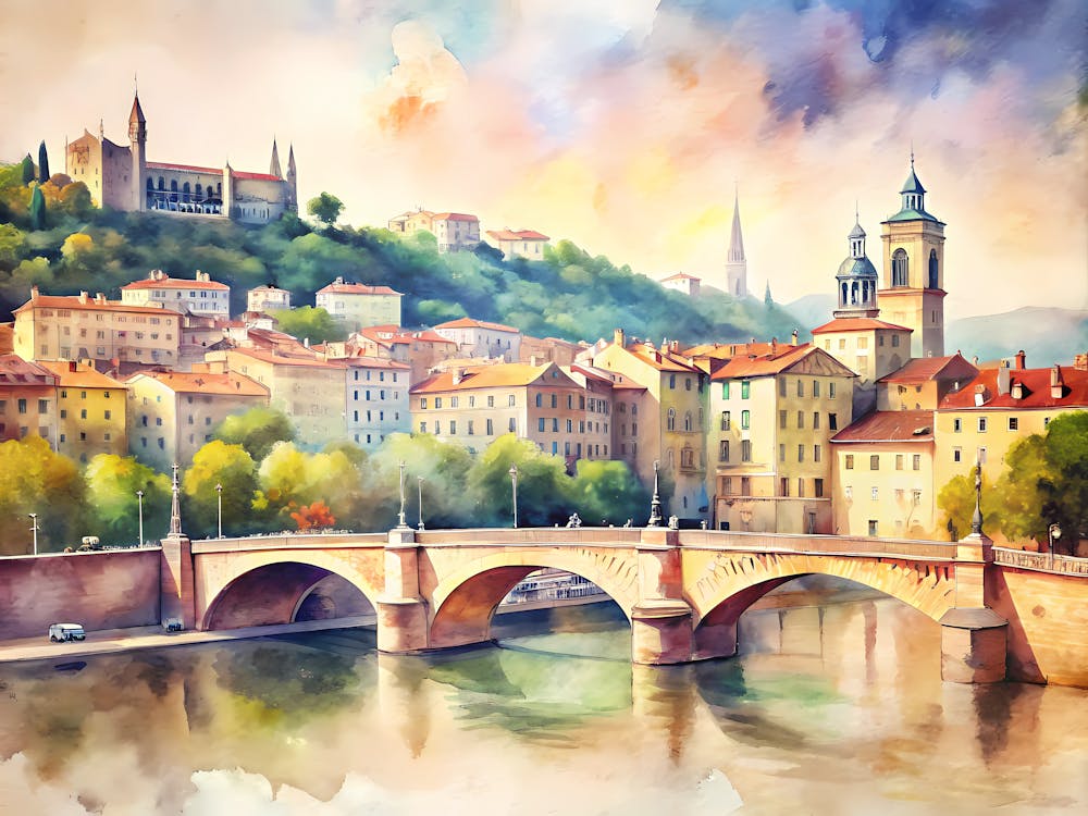 Lyon France A Vintage Illustration