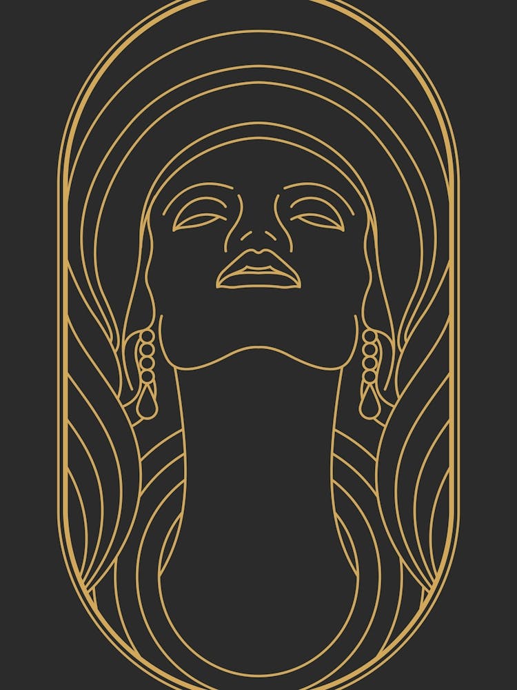 Art Deco Woman 4 Minimalist Black & Gold