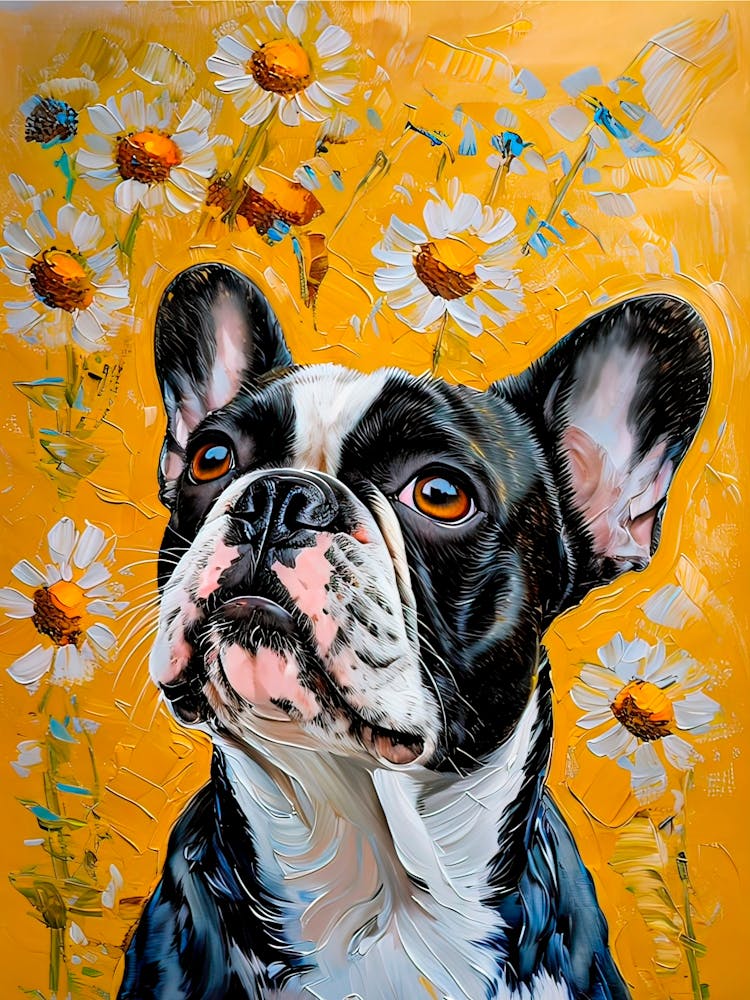 French Bulldog In Daisies