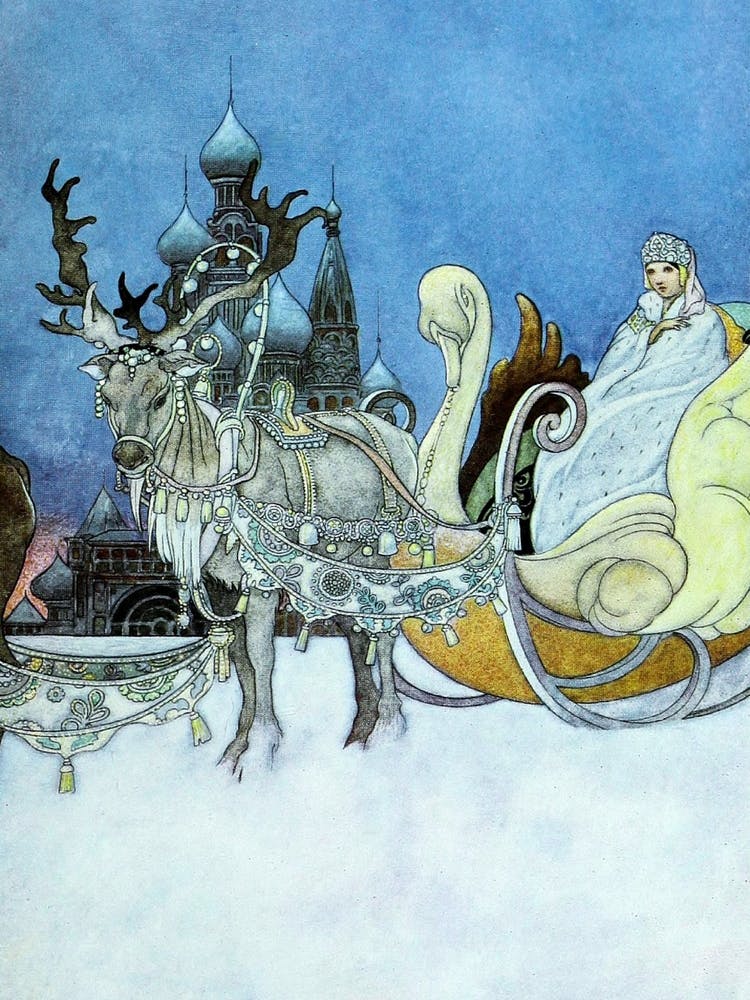 "The Russian Princess" by Kay Nielsen - East of the Sun and West of the Moon 1914 - Vintage Victorian Winter Fairytale Art Signed Remastered High Resolution