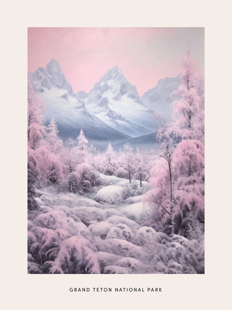 Affiche Parc National d'Hiver Rêveur Grand Teton National Park United States 2