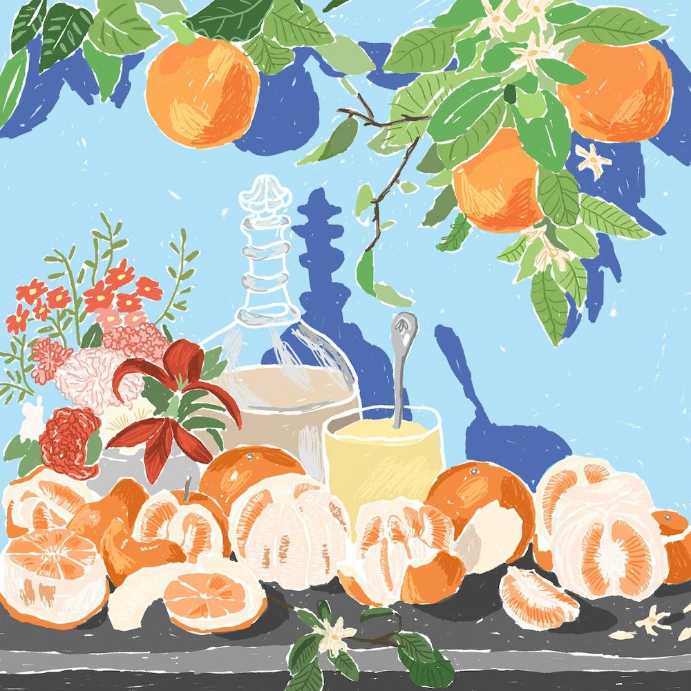 Orange Bouquet Still Life Square