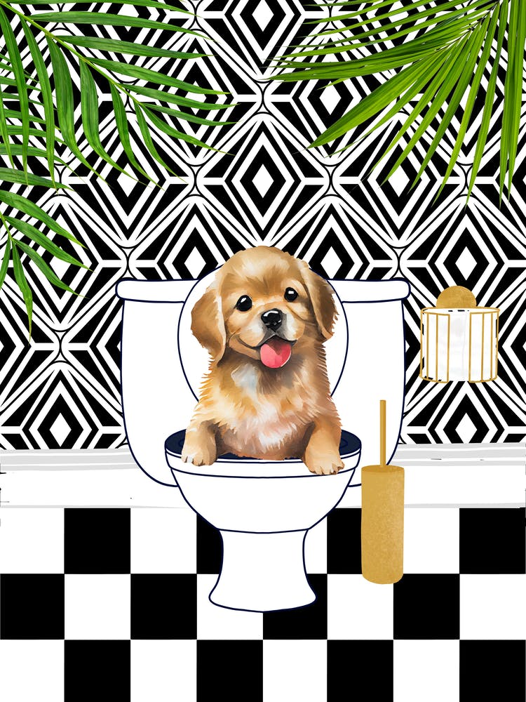 Dog on Toilet Funny Animal Bathroom 1