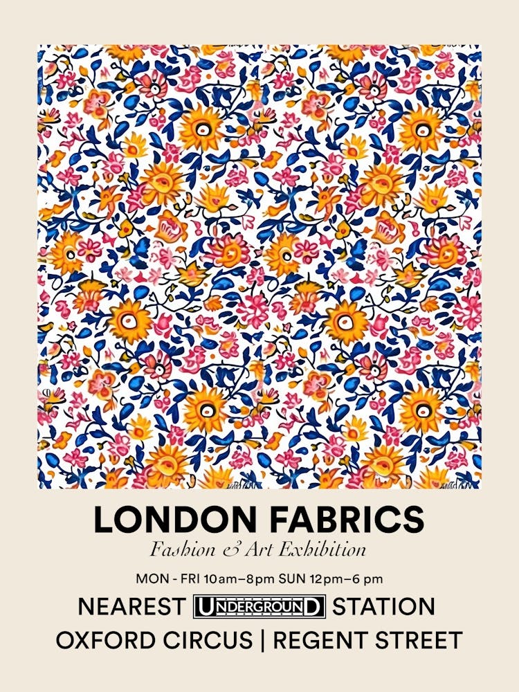 Poster Aster Bloom London Fabrics Floral Pattern 2