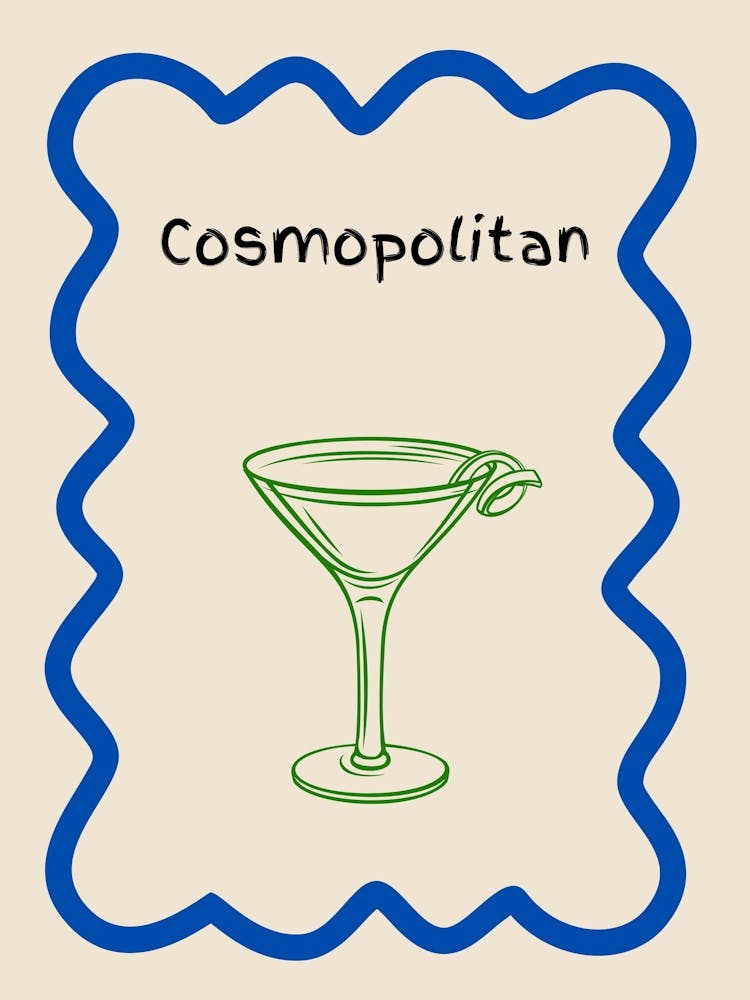 Cosmopolitan Doodle Poster Blue & Green