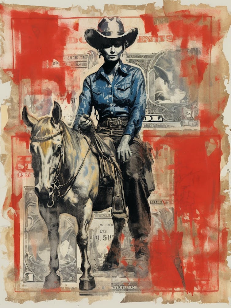 Expressionism Cowgirl Red And Blue 8