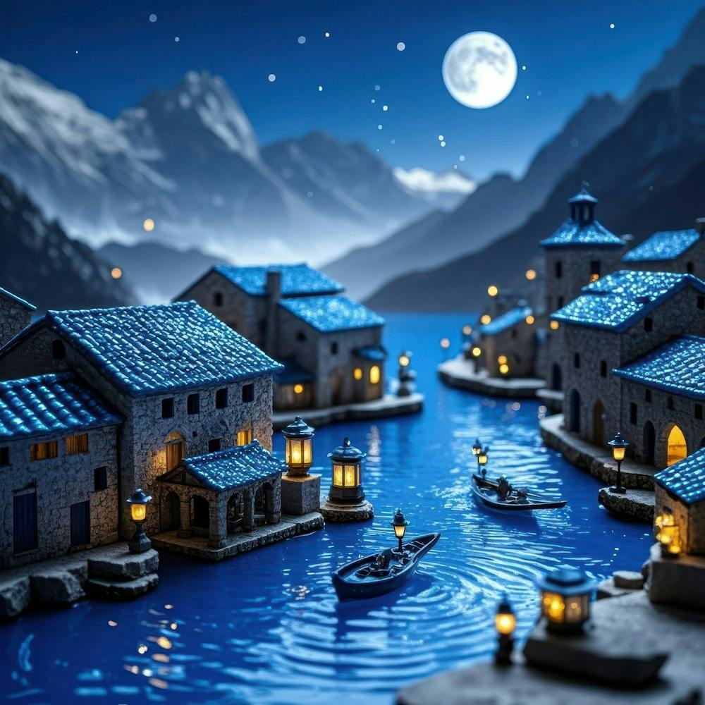 Miniature Village At Night