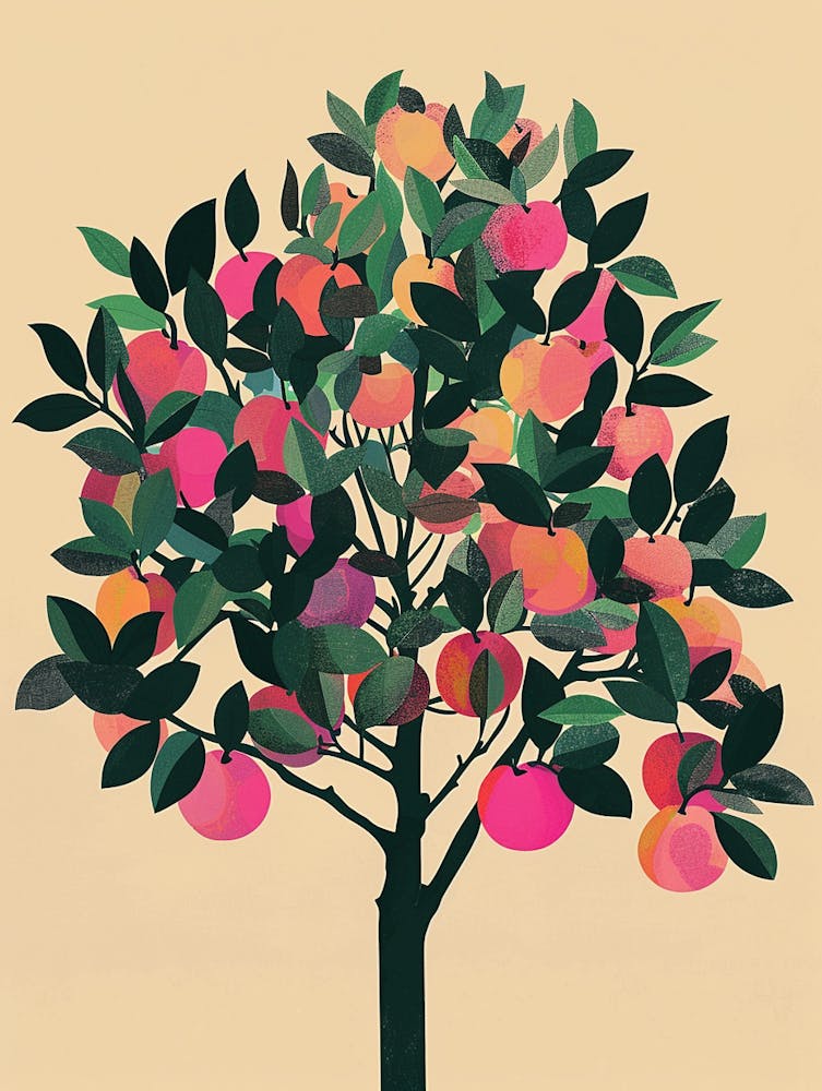 Apple Tree Colourful Illustration 1