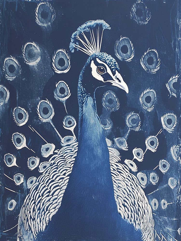 Peacock Linocut Inspired Portrait
