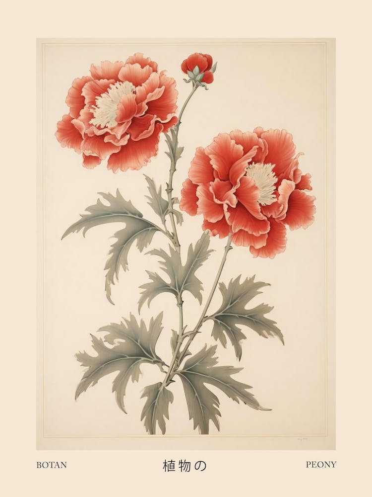 Botan Peony 2 Vintage Japanese Botanical Poster