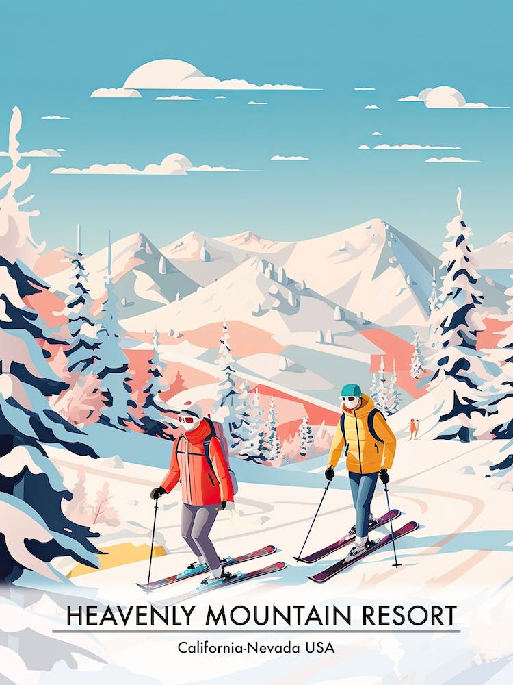 Heavenly Mountain Resort   California Nevada Usa, Ski Resort Poster Illustration 2