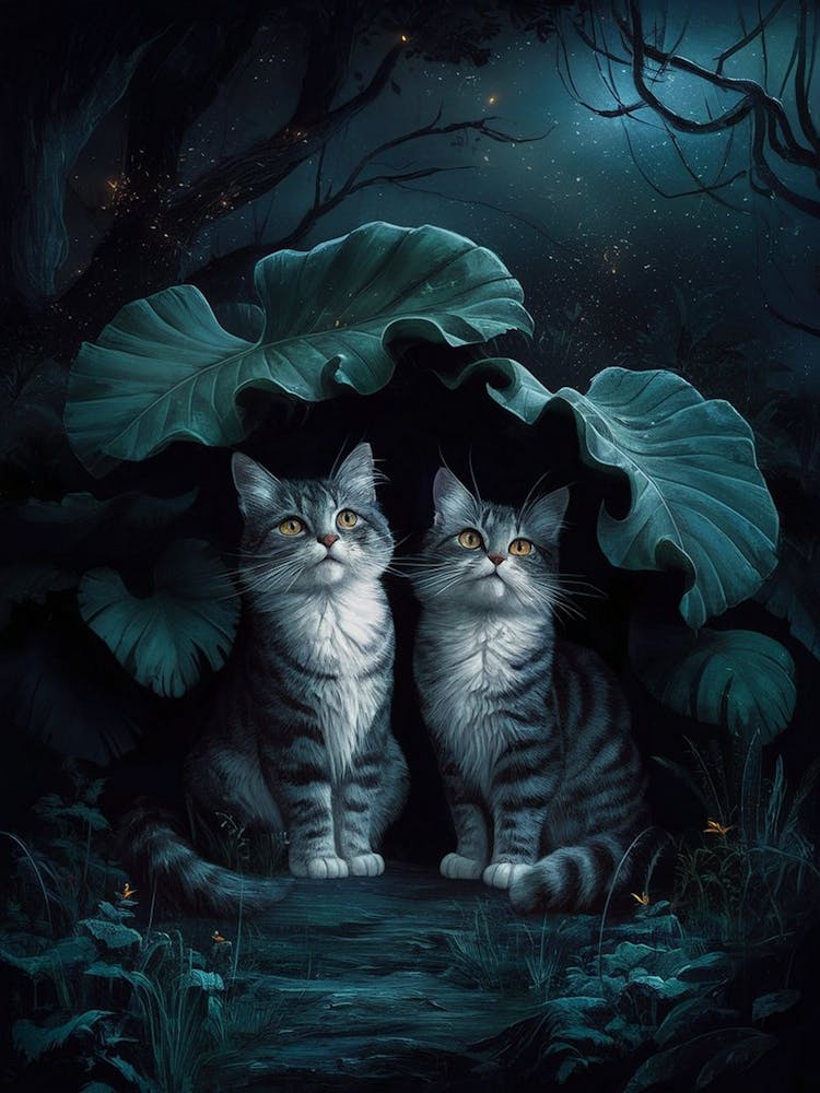 Two Cats In The Forest 1