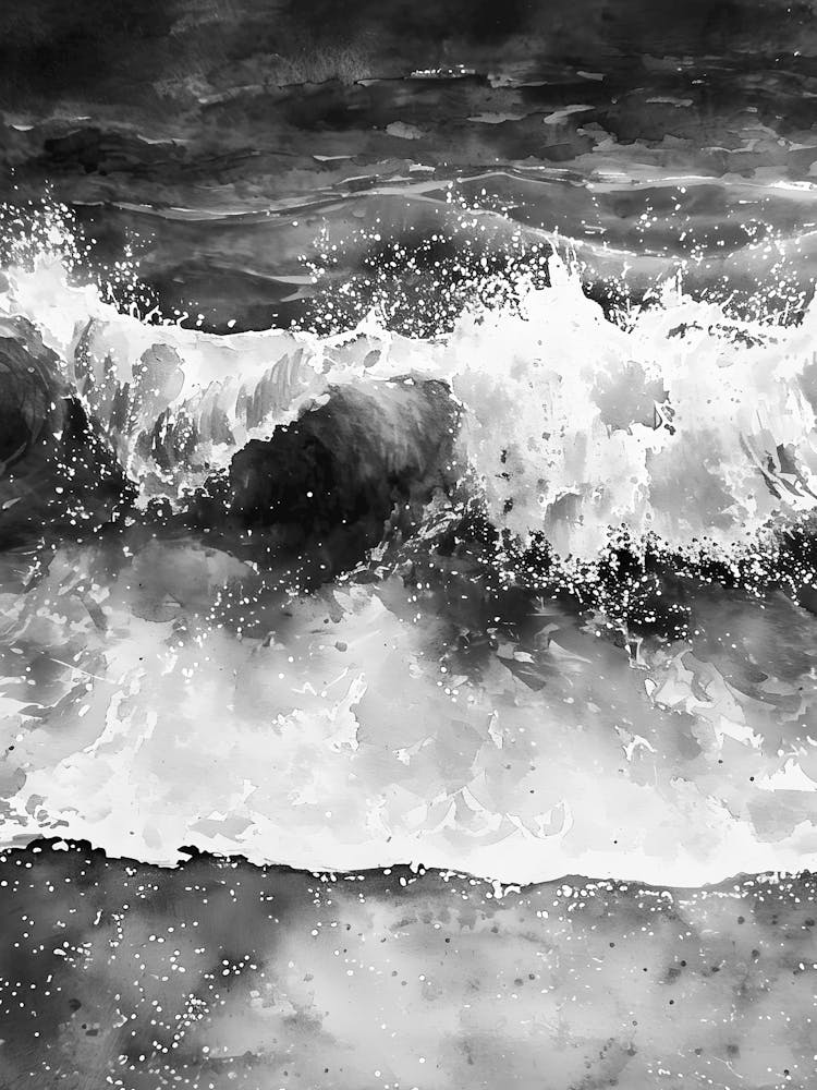 Black And White Wave Painting 1