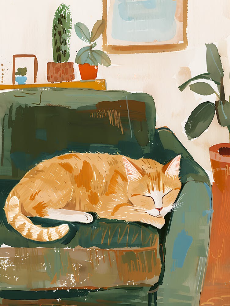 Cat Sleeping On Couch 4