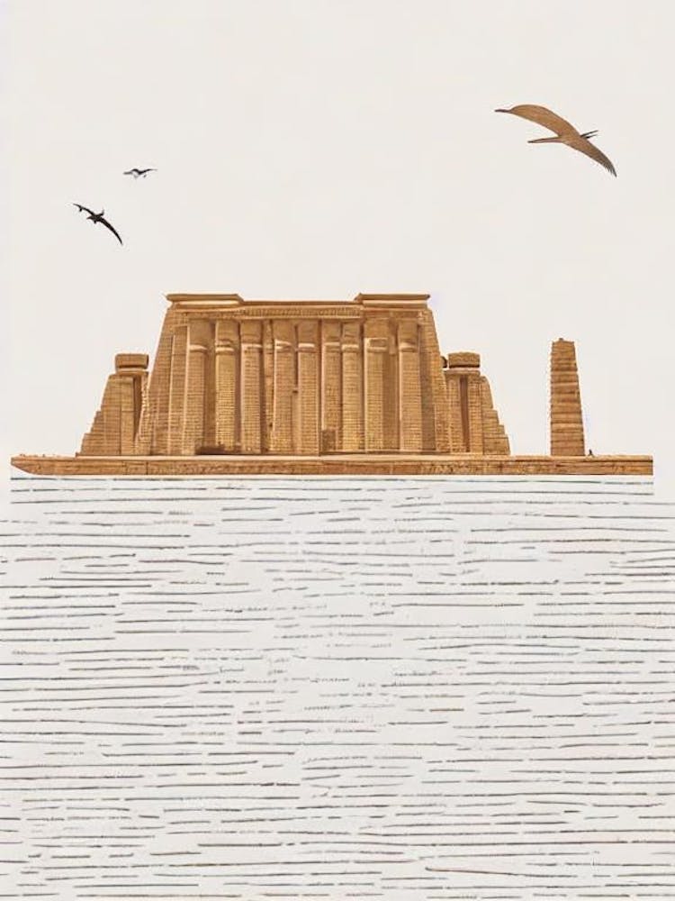 Luxor Temple Egypt Boho Landmark Illustration