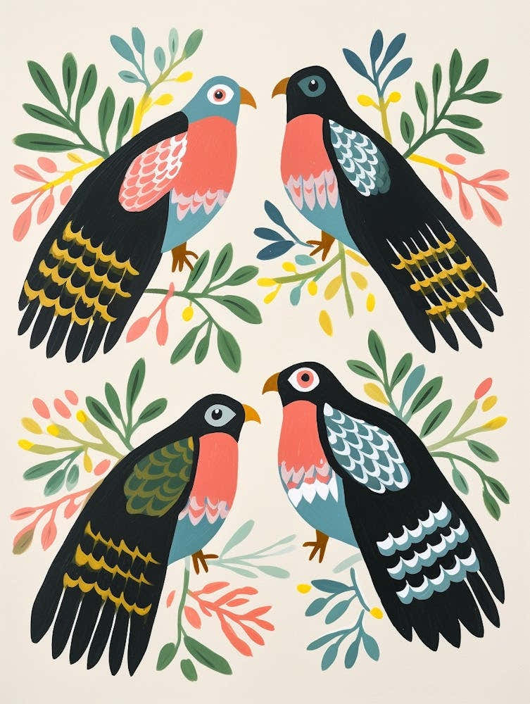 Folk Style Bird Painting Bald Eagle 1