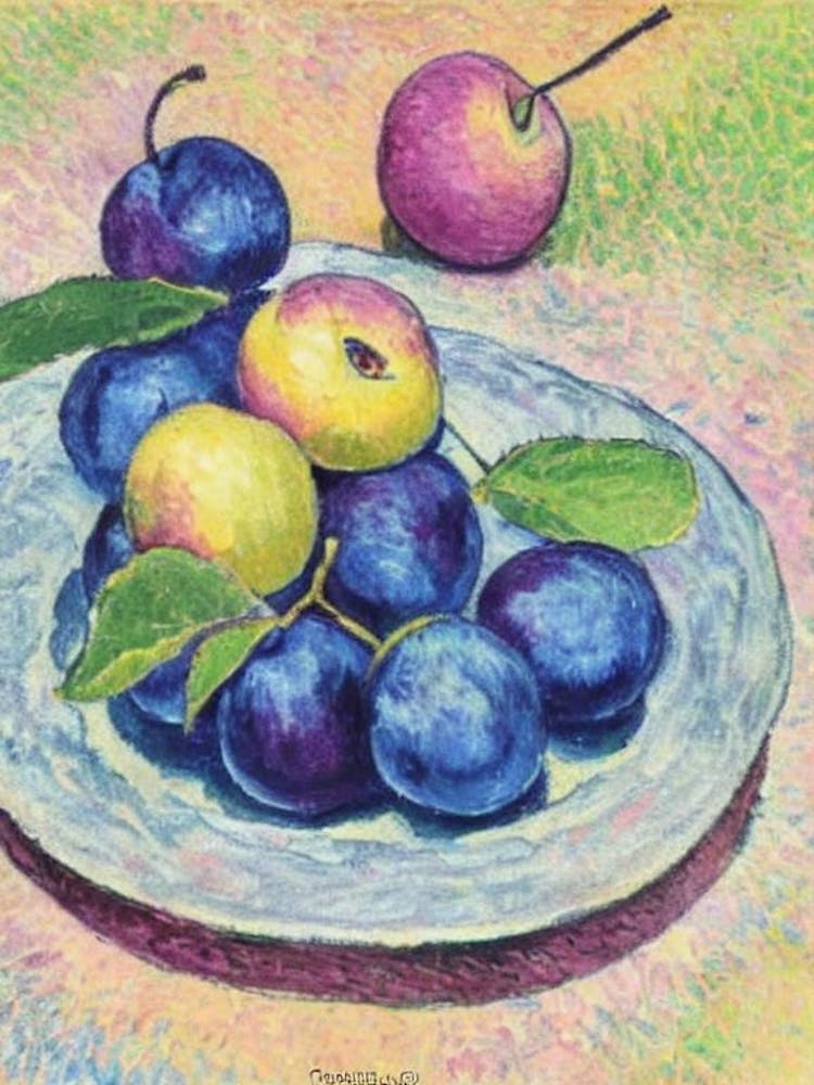 Plum Vintage Sketch Fruit