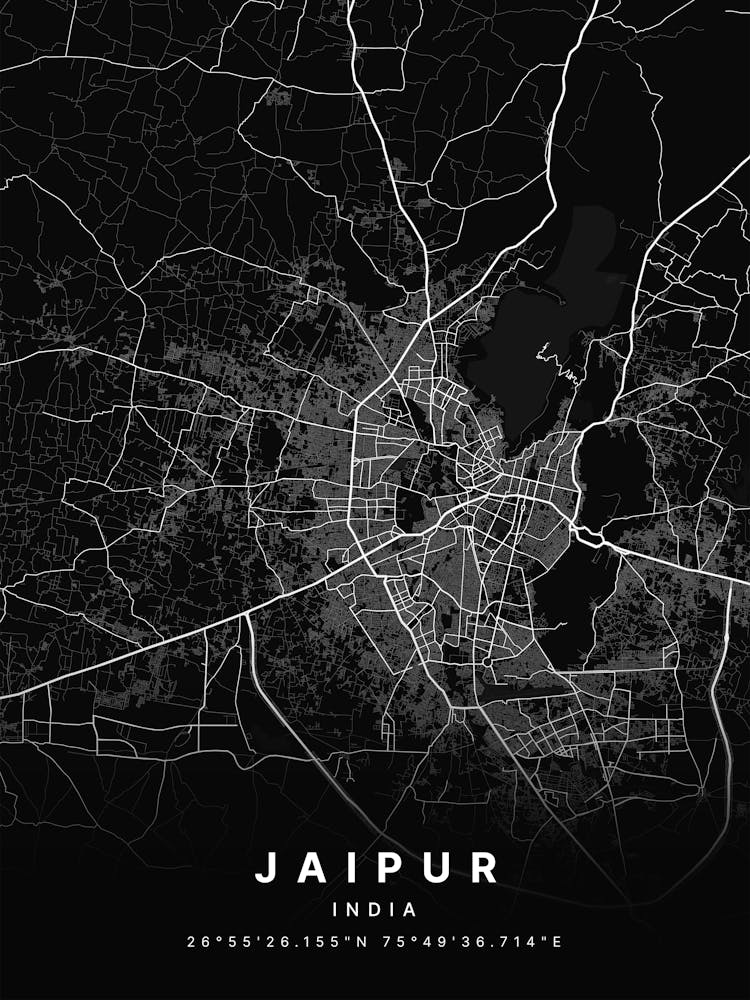 Jaipur India Black Map