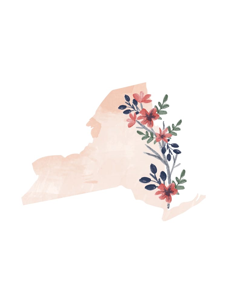 New York Watercolor Floral State