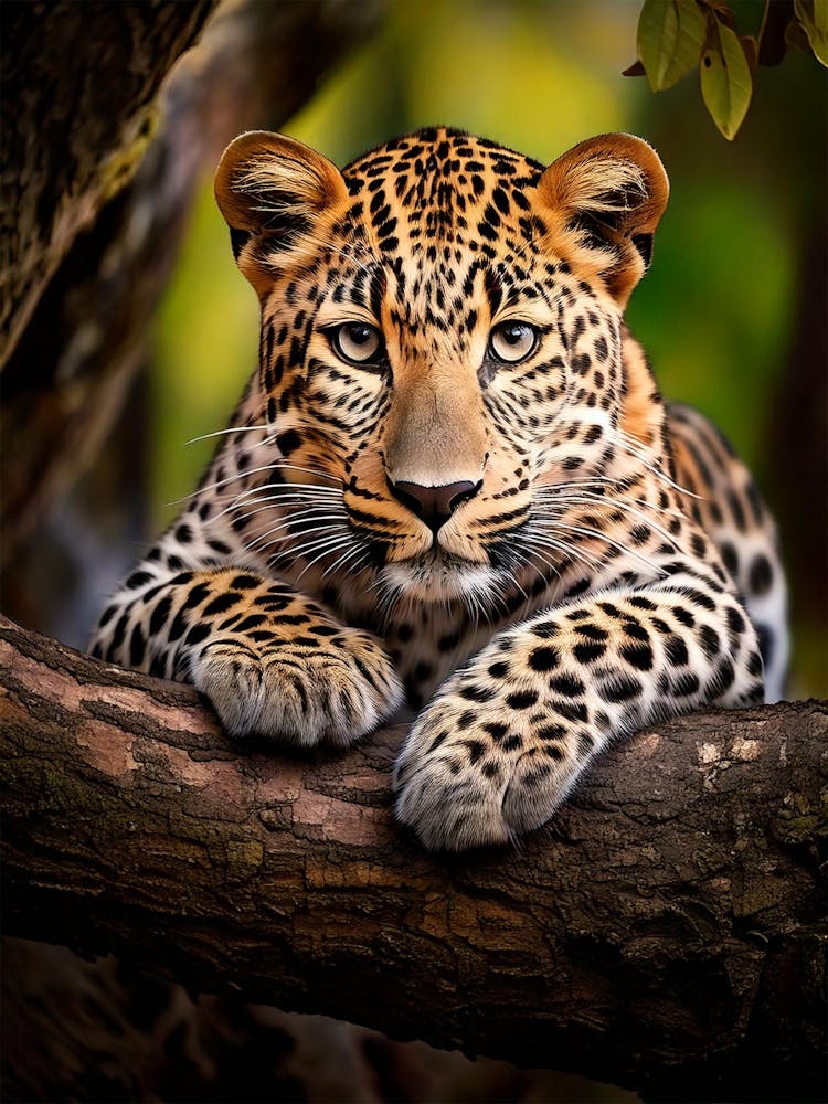Leopard Relaxing On A Branch